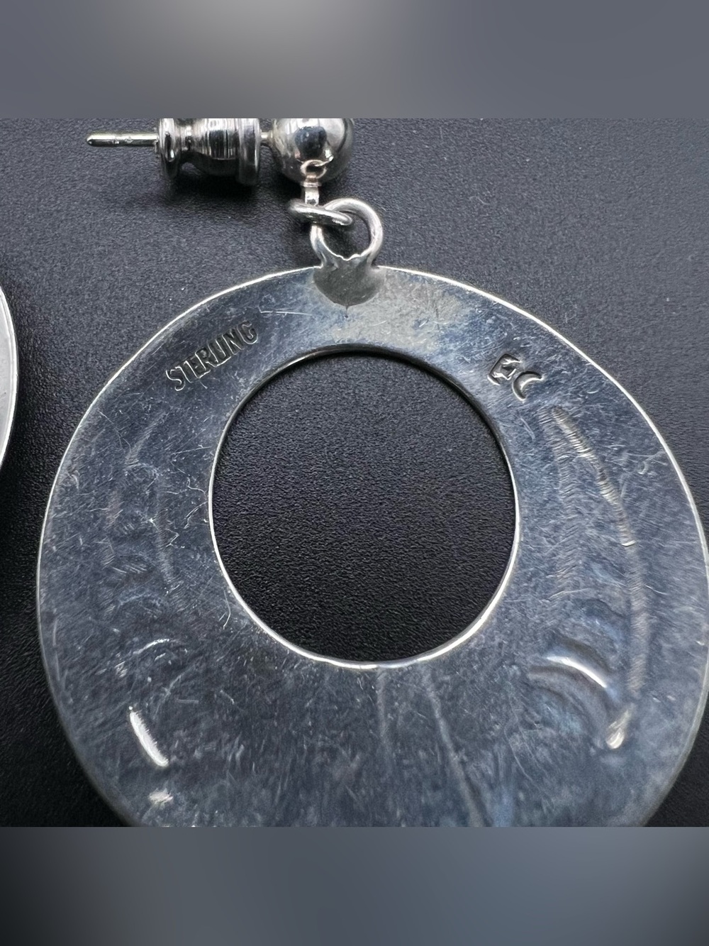 Native American Sterling Silver Hoops - Picture 4 of 6